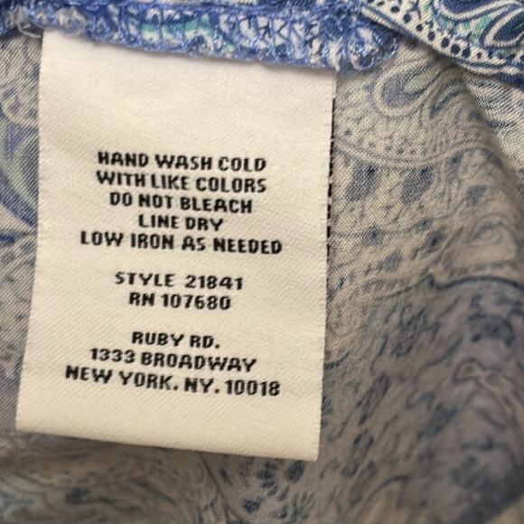 Ruby Rd. Woman boho tunic top blue and orange mosaic pattern 3/4 sleeve Sz 2X - Picture 9 of 9